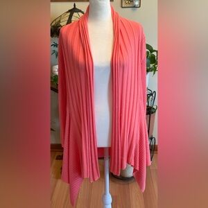 Women’s Orange Brand Open Front Cardigan Sweater XL Coral Stretchy 3/4 Sleeves